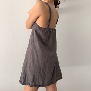 GRAY DRESS WITH CROCHET DETAILING